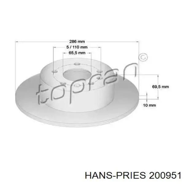 Тормозные диски 200951 Hans Pries (Topran)