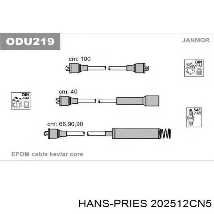 Высоковольтные провода 202512CN5 Hans Pries (Topran)