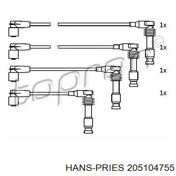 Высоковольтные провода 205104755 Hans Pries (Topran)