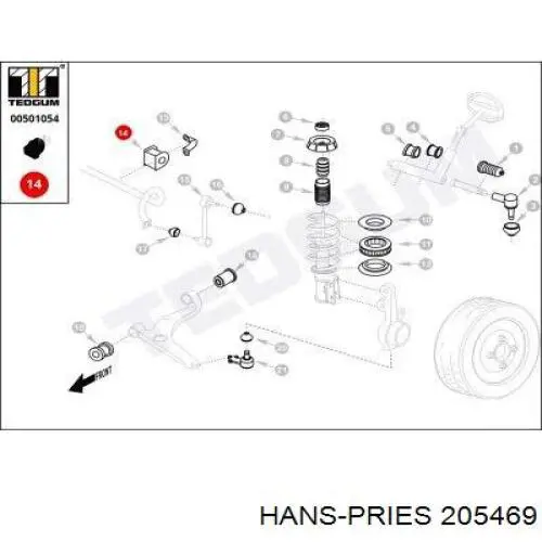 Купить 205469 Hans Pries (Topran) Втулки переднего стабилизатора