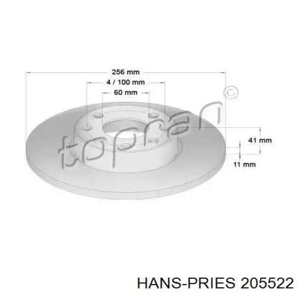 Передние тормозные диски 205522 Hans Pries (Topran)