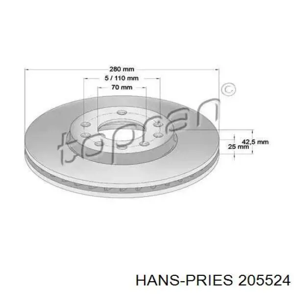 Передние тормозные диски 205524 Hans Pries (Topran)