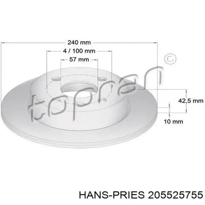 205525755 Hans Pries (Topran) Дисковый тормоз