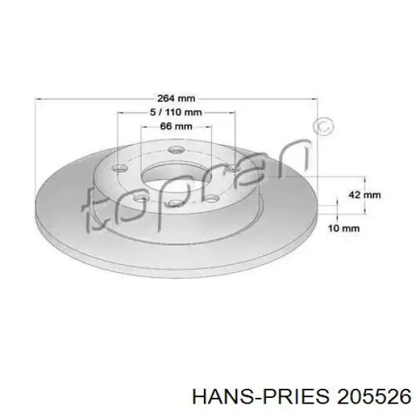 Тормозные диски 205526 Hans Pries (Topran)