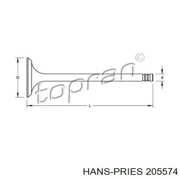 205574 Hans Pries (Topran) впускной клапан