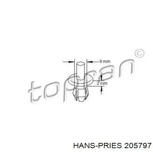 205797 Hans Pries (Topran) пистон (клип крепления подкрылка переднего крыла)