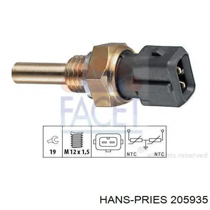 Купить 205935 Hans Pries (Topran) Термодатчик охлаждающей жидкости