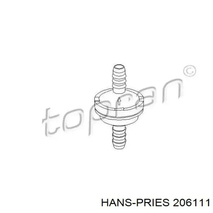 Клапан вакуумного усилителя тормозов Hans Pries (Topran) 206111