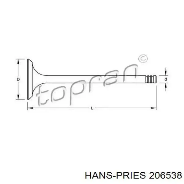 Впускной клапан 206538 Hans Pries (Topran)