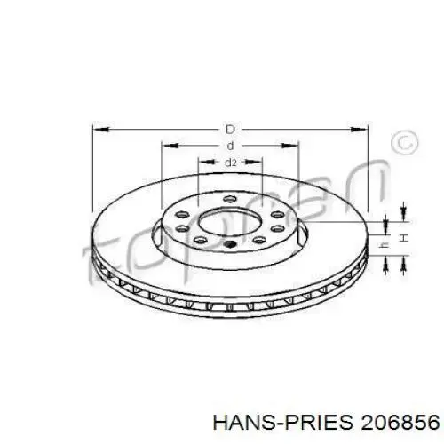 Передние тормозные диски 206856 Hans Pries (Topran)