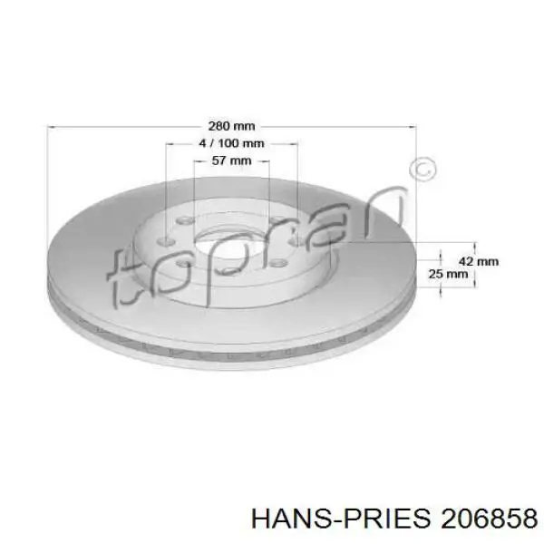 Передние тормозные диски 206858 Hans Pries (Topran)