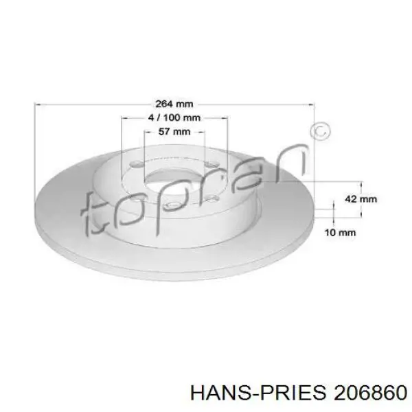 Тормозные диски 206860 Hans Pries (Topran)