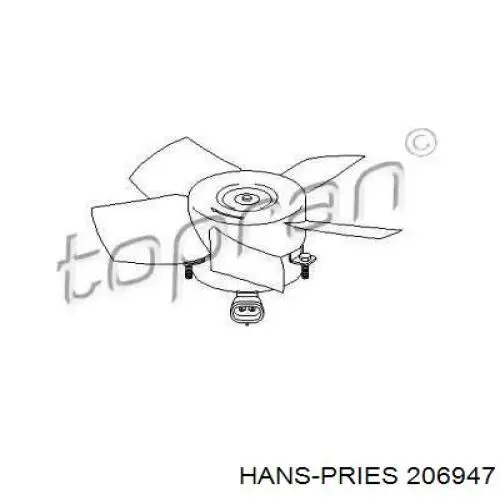 206 947 Hans Pries (Topran) ventilador elétrico de esfriamento montado (motor + roda de aletas)