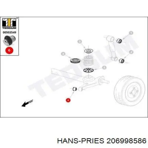 Сайлентблок заднего подрамника Hans Pries (Topran) 206998586 цена, от 20.01 USD