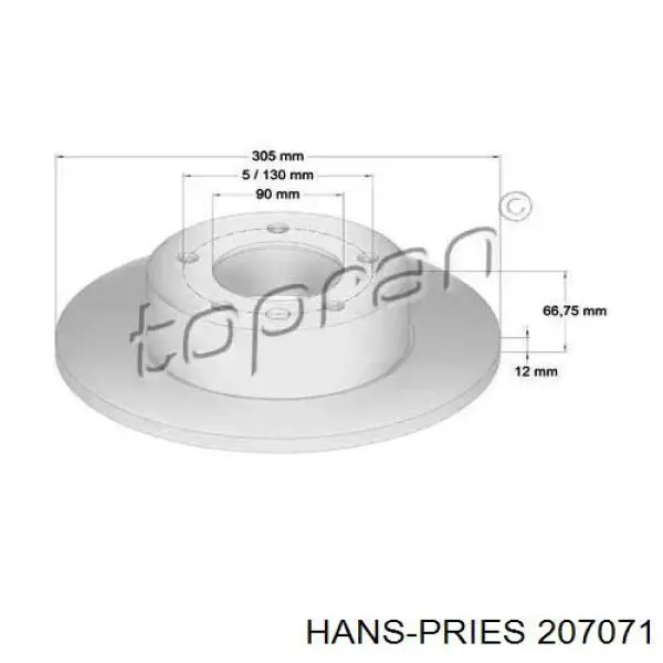 Тормозные диски 207071 Hans Pries (Topran)