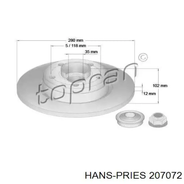 Тормозные диски 207072 Hans Pries (Topran)