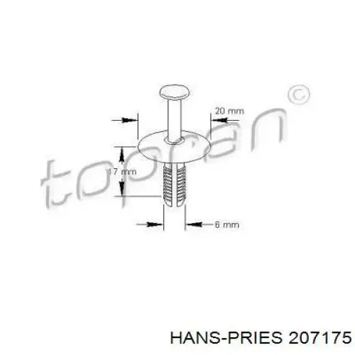 Пистон крепления переднего бампера 207175 Hans Pries (Topran)