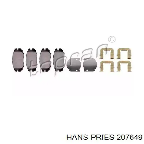 Передние тормозные колодки 207649 Hans Pries (Topran)