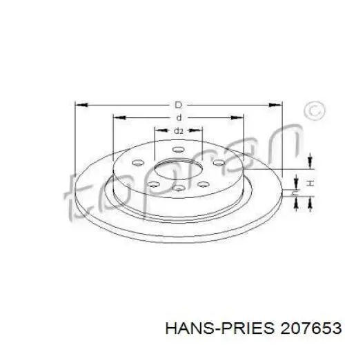 Тормозные диски 207653 Hans Pries (Topran)