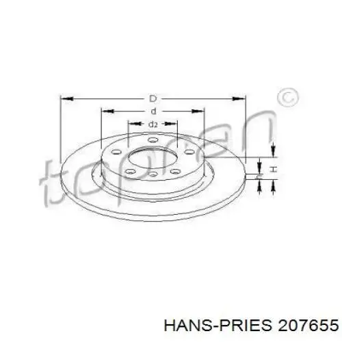 Тормозные диски 207655 Hans Pries (Topran)