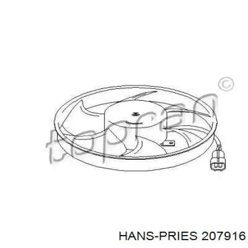 Электровентилятор охлаждения в сборе (мотор+крыльчатка) правый 207916 Hans Pries (Topran)