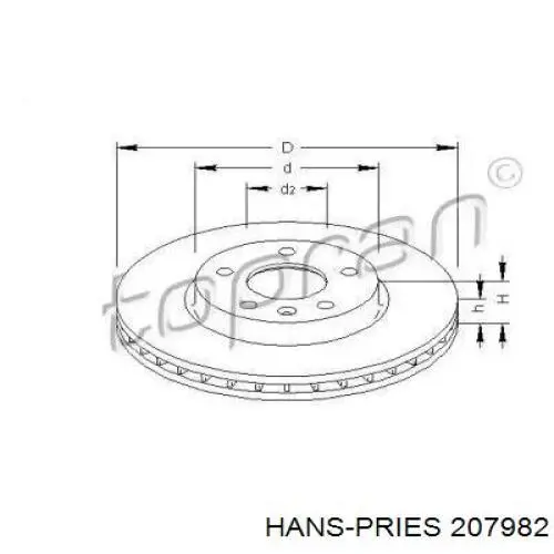 Передние тормозные диски 207982 Hans Pries (Topran)