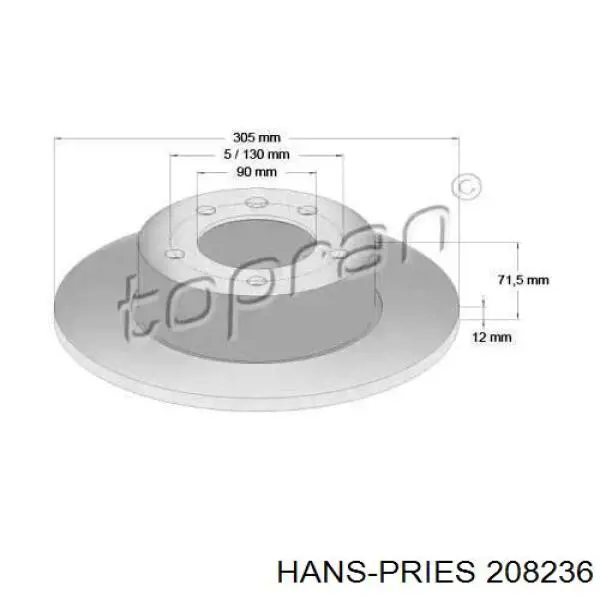 Тормозные диски 208236 Hans Pries (Topran)