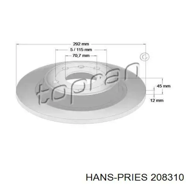 Тормозные диски 208310 Hans Pries (Topran)