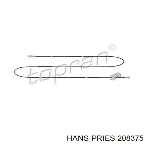 Трос ручного тормоза промежуточный 208375 Hans Pries (Topran)