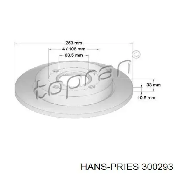 Тормозные диски 300293 Hans Pries (Topran)