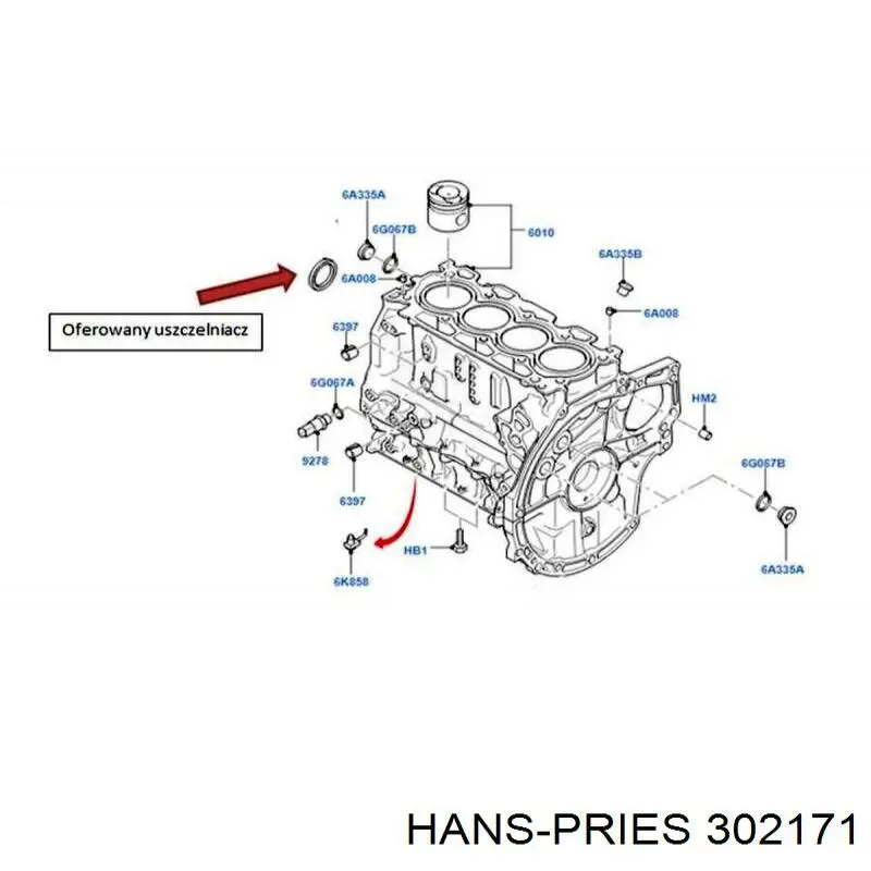 Купить 302171 Hans Pries (Topran) Передний сальник коленвала