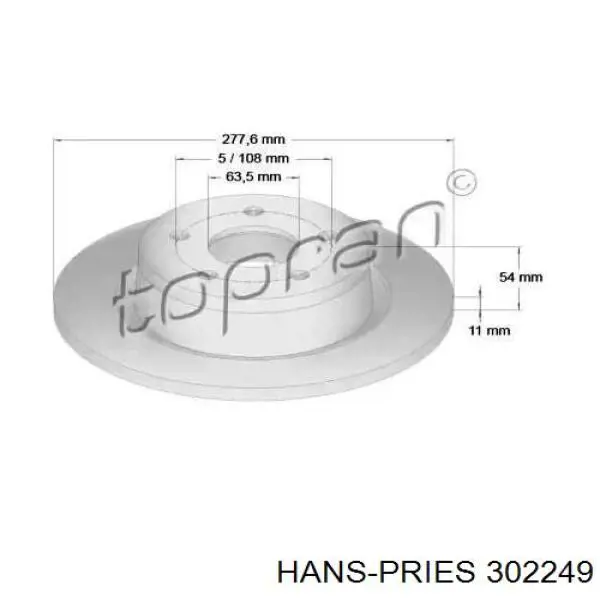 Тормозные диски 302249 Hans Pries (Topran)