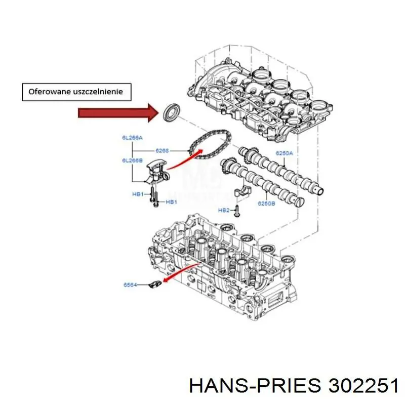 Compre 302251 Hans Pries (Topran) Vedação da árvore distribuidora de motor