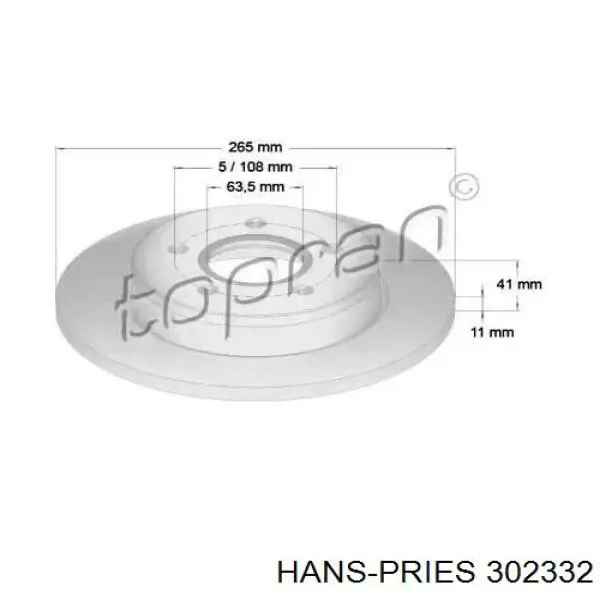 Тормозные диски 302332 Hans Pries (Topran)