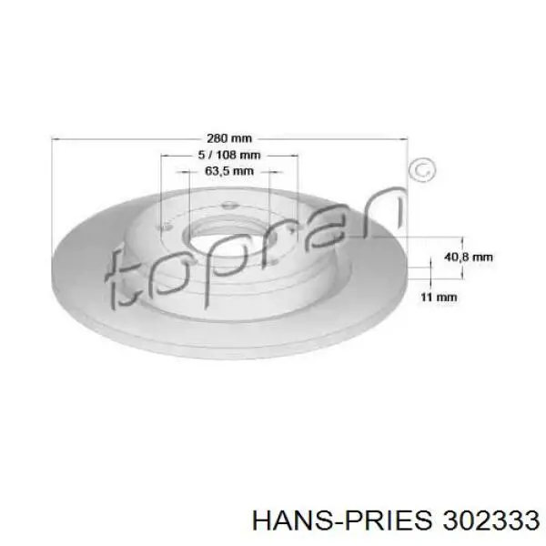 Тормозные диски 302333 Hans Pries (Topran)