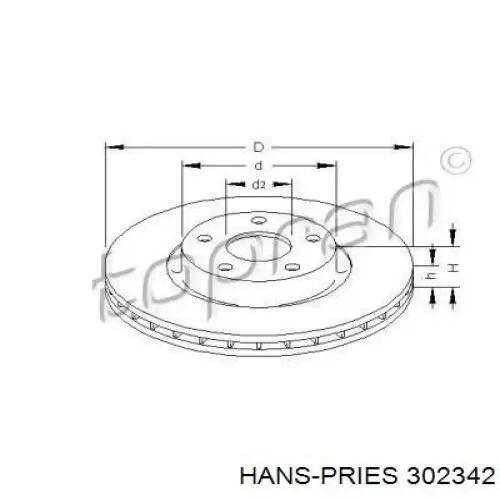 Передние тормозные диски 302342 Hans Pries (Topran)