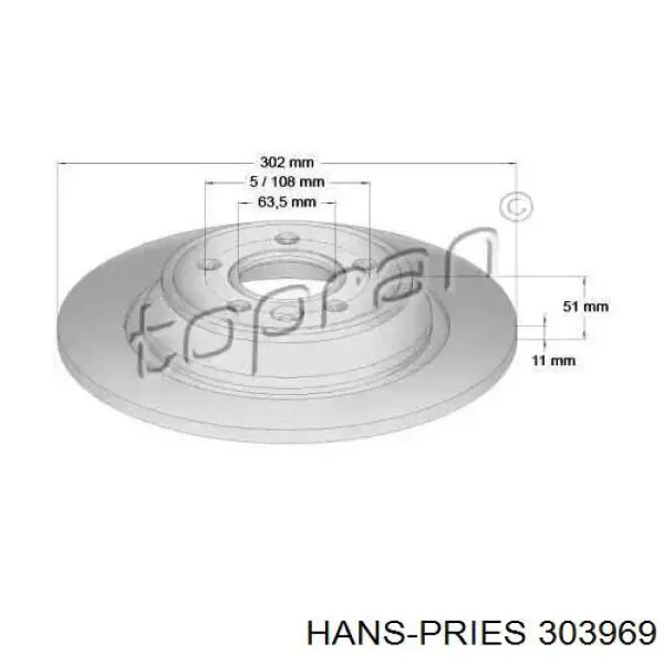 Тормозные диски 303969 Hans Pries (Topran)