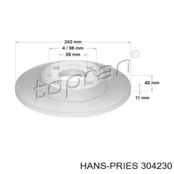 Тормозные диски 304230 Hans Pries (Topran)