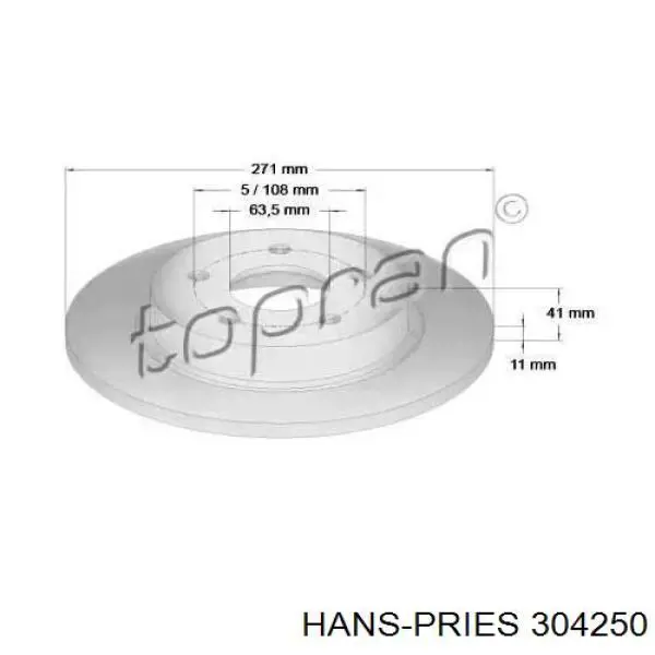 Тормозные диски 304250 Hans Pries (Topran)