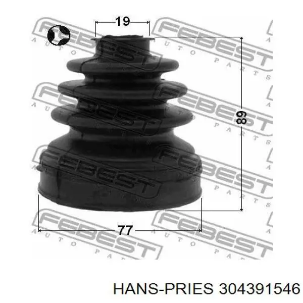 Купить 304391546 Hans Pries (Topran) Пыльник гранаты внутренний, передней полуоси