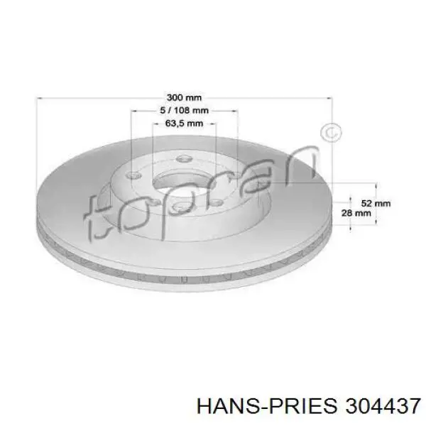 Передние тормозные диски 304437 Hans Pries (Topran)