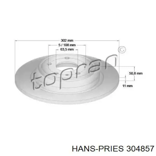 Тормозные диски 304857 Hans Pries (Topran)