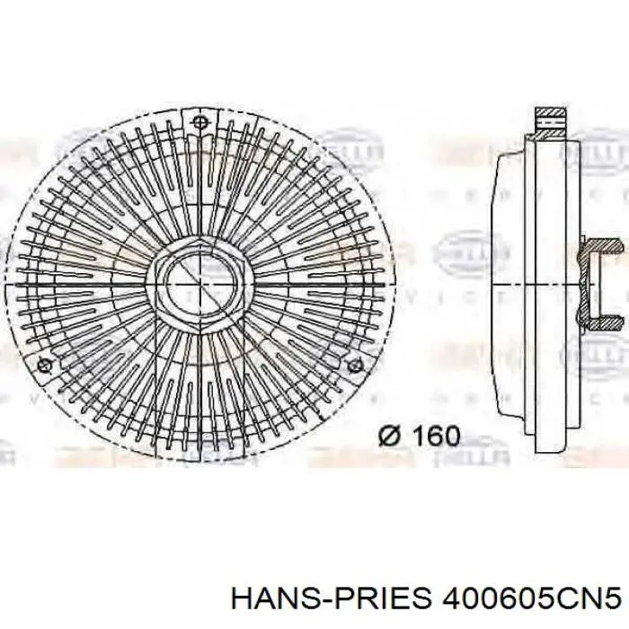 400605CN5 Hans Pries (Topran) вискомуфта (вязкостная муфта вентилятора охлаждения)