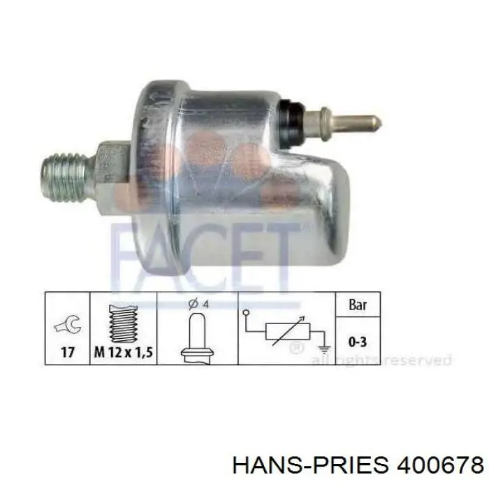 400678 Hans Pries (Topran) Датчик указателя давления масла