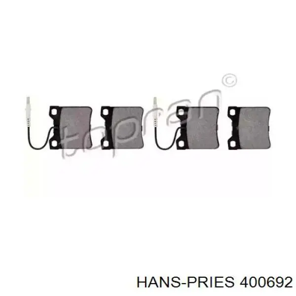 Задние тормозные колодки 400692 Hans Pries (Topran)