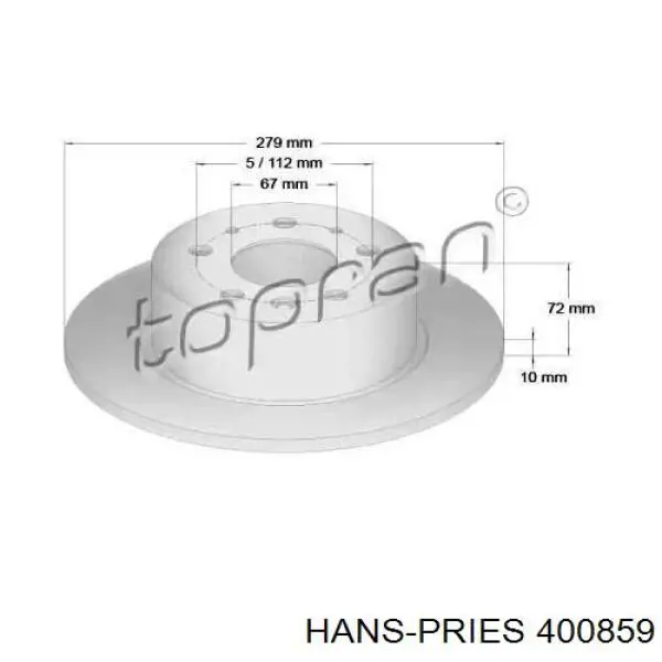 Тормозные диски 400859 Hans Pries (Topran)