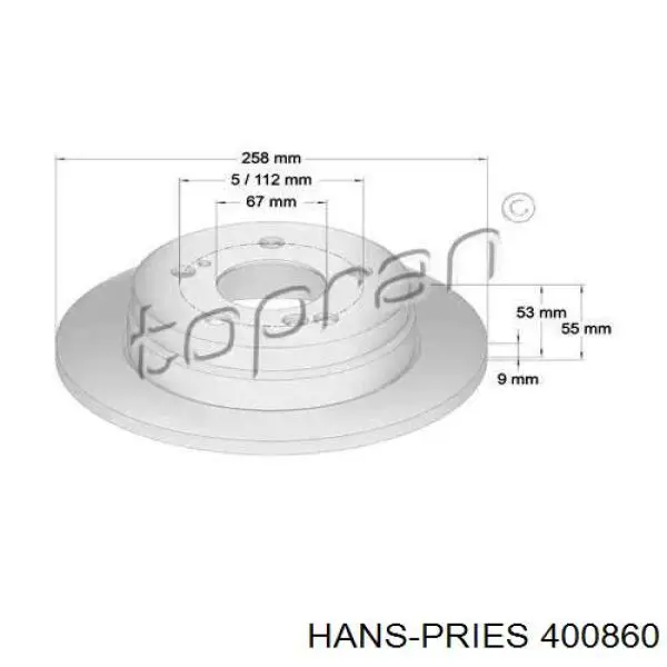 Тормозные диски 400860 Hans Pries (Topran)