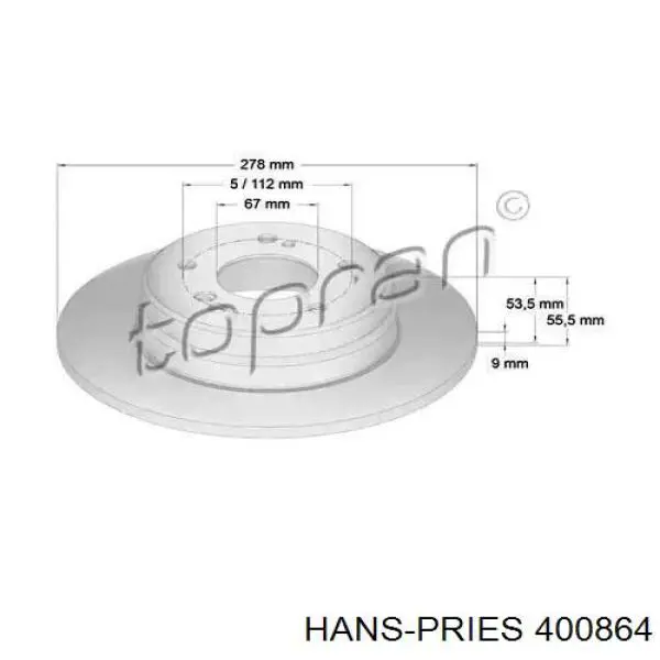 Тормозные диски 400864 Hans Pries (Topran)