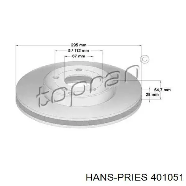 Передние тормозные диски 401051 Hans Pries (Topran)