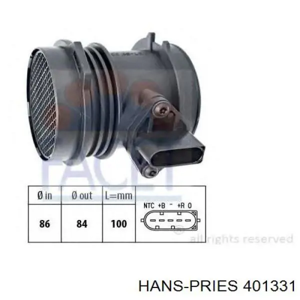 Датчик массового расхода воздуха Hans Pries (Topran) 401331 цена, от 38.14 USD